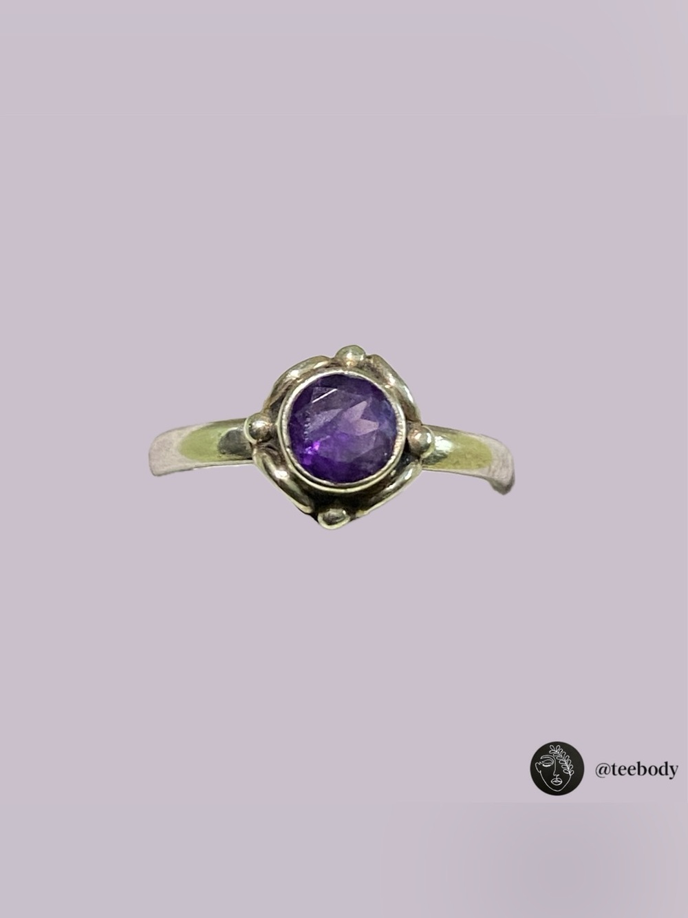 VTG 925 Sterling Silver Faceted Amethyst Ring Size 6.25 NWT